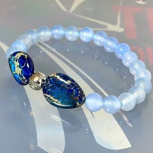 New Artisan Chalcedony & Imperial Jasper Stretch Bracelet